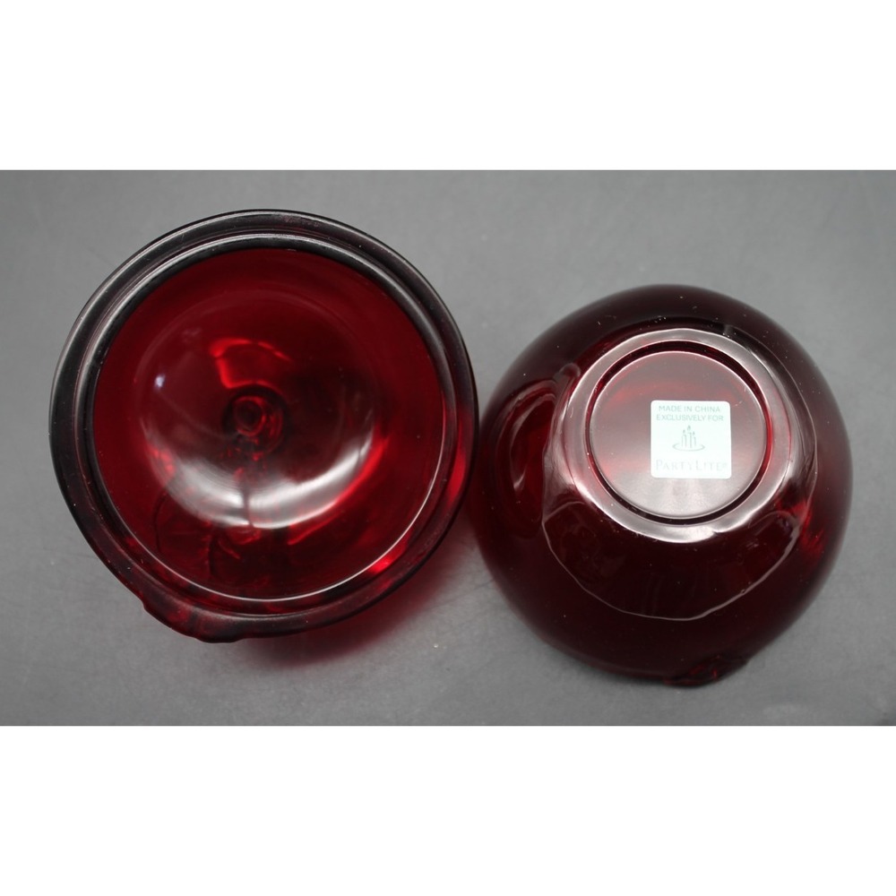 Partylite Natures Bounty Ruby Red Apple Glass Tea Light Votive Candle Holder NIB - Picture 6 of 15